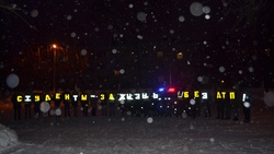 День российского студенчества активисты встретили световозвращающей инсталляцией в Губкине