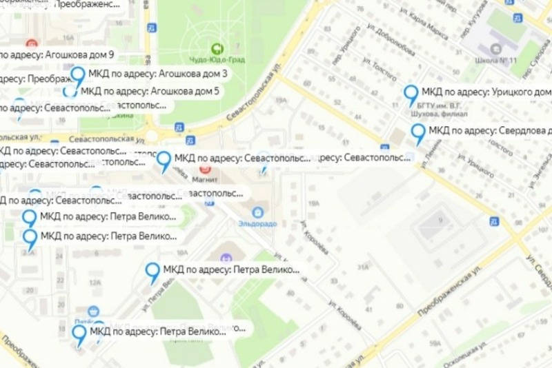 Интерактивная карта укрытий белгорода
