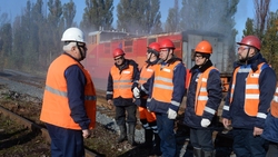 Железнодорожники Лебединского ГОКа успешно справились с условным возгоранием*